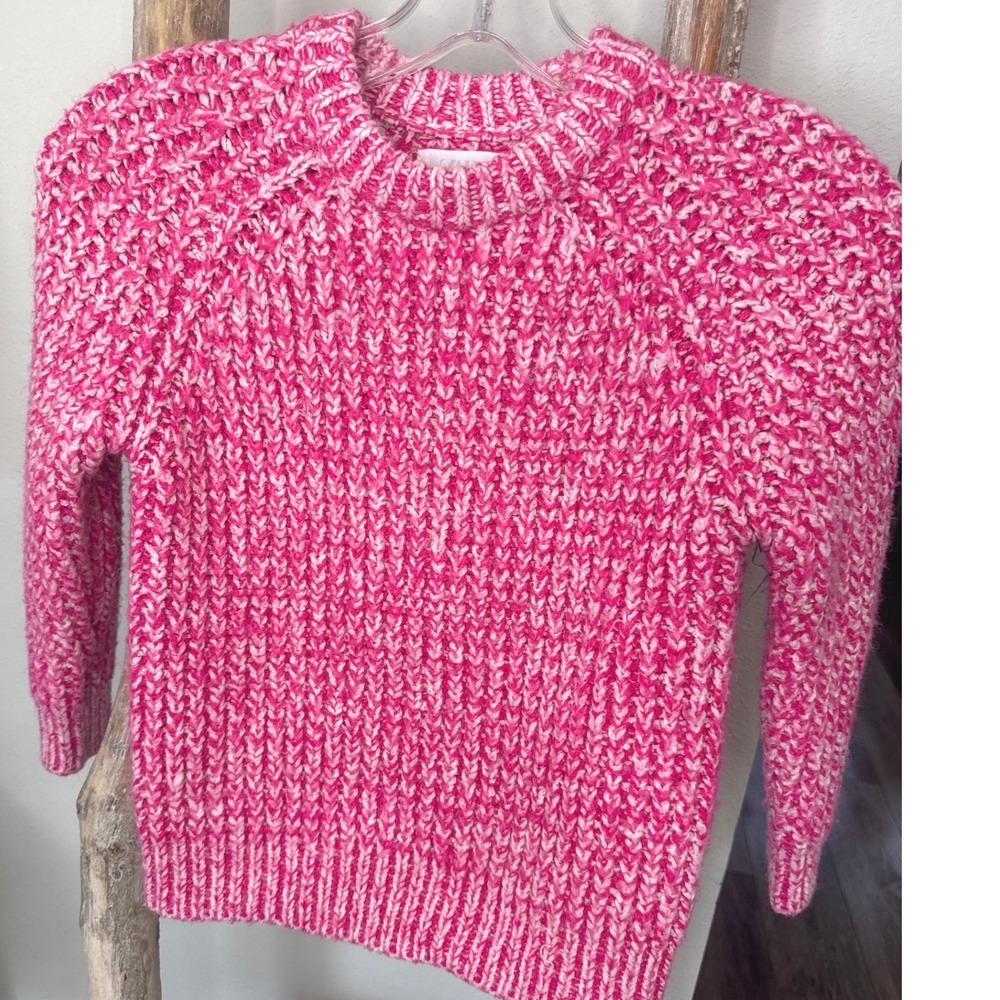 Zara Pink & White Marbled Twisted Yarn Chunky Knit Sweater size 8